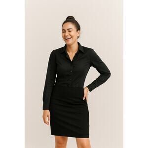 Victoria's Secret Bodysuit Women Small Black Button Down Long Sleeve Lace Trim